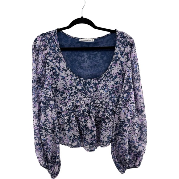 Abercrombie & Fitch Tops - Abercrombie & Fitch Floral Sheer Ruffle Sleeve Blouse